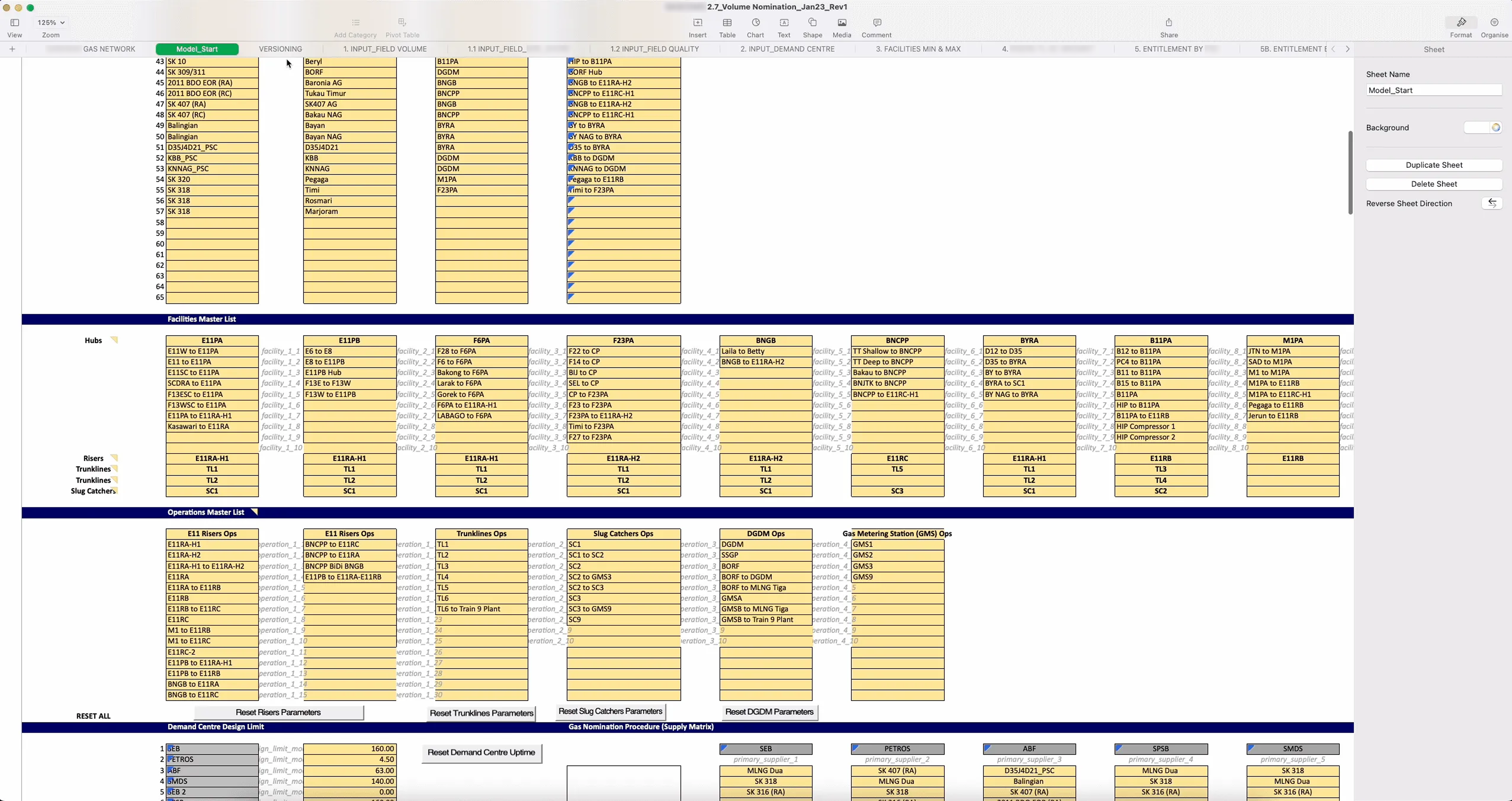 Spreadsheet 4 of the current Excel planning file, dense grids of numbers across many columns.