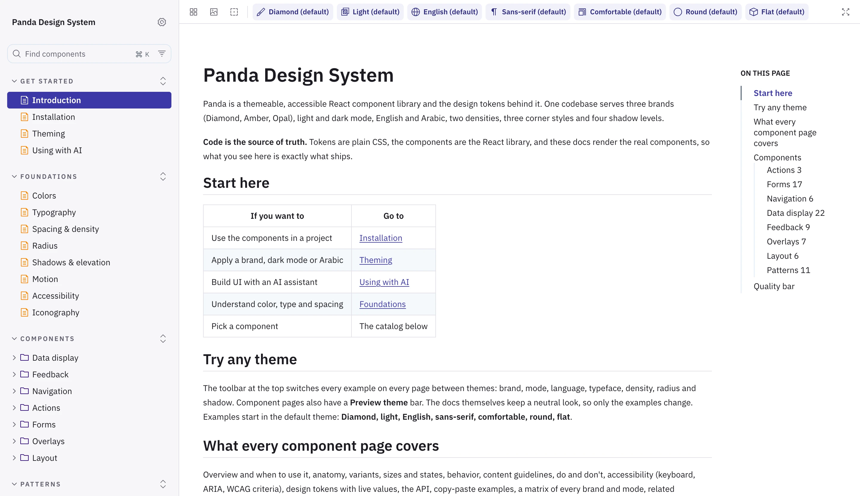 A screenshot of the design system documentation guide.